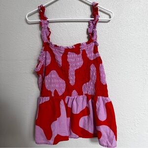 Ava & Viv Red and Purple Ruffle Top
